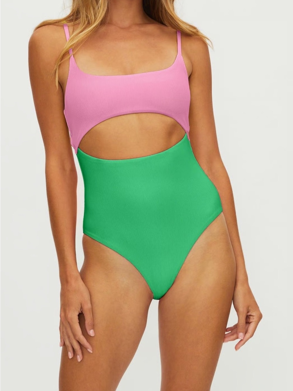 Beach Riot Ray Cutout Rib One Pice Swimsuit, Size Medium, new